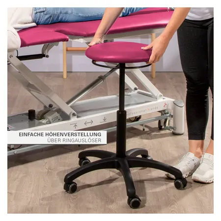Drehhocker Standard mit Polster und Rollen