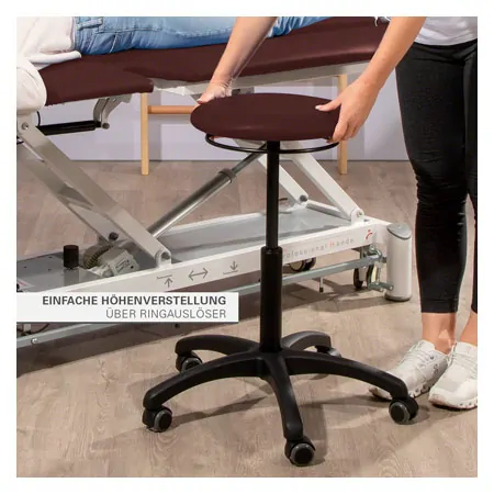 Drehhocker Standard mit Polster und Rollen