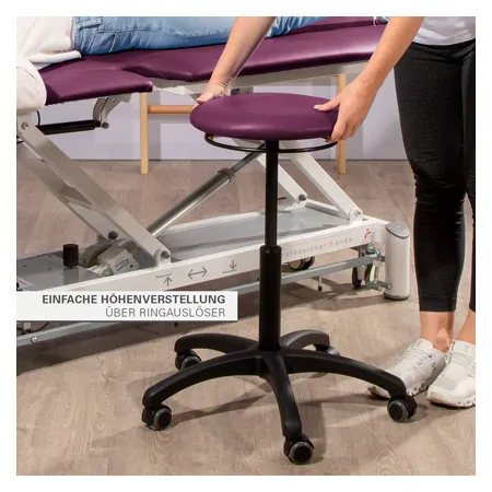 Drehhocker Standard mit Polster und Rollen