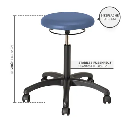 Drehhocker Standard mit Polster und Rollen