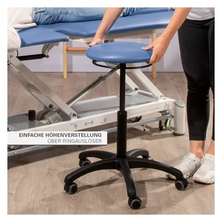 Drehhocker Standard mit Polster und Rollen