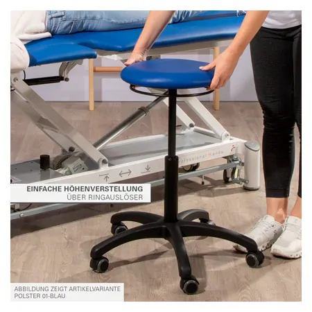 Drehhocker Standard mit Polster und Rollen