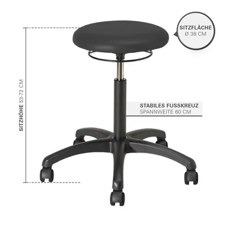 Drehhocker Standard mit Polster und Rollen