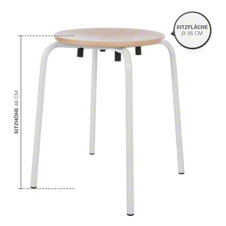 Gymnastikhocker Standard mit Holzsitzfl�che, � 35 cm, Gestellfarbe wei�