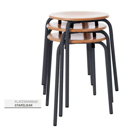 Gymnastikhocker Standard mit Holzsitzflche,  35 cm, Gestellfarbe anthrazit