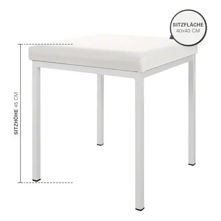 Hocker mit Polster, L x B 40 x 40 cm, Gestellfarbe wei
