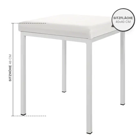 Hocker mit Polster, L x B 40 x 40 cm, Gestellfarbe wei