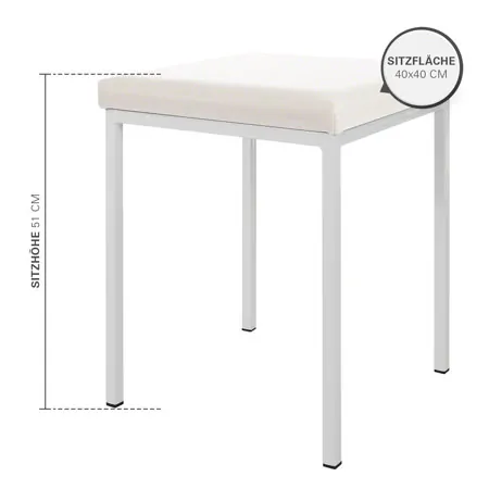 Hocker mit Polster, L x B 40 x 40 cm, Gestellfarbe wei