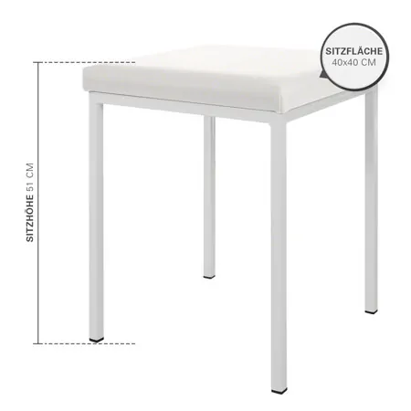 Hocker mit Polster, L x B 40 x 40 cm, Gestellfarbe wei