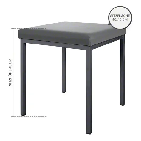 Hocker mit Polster, L x B 40 x 40 cm, Gestellfarbe anthrazit