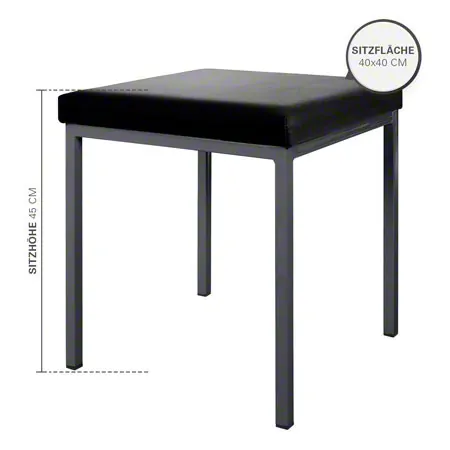 Hocker mit Polster, L x B 40 x 40 cm, Gestellfarbe anthrazit