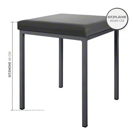 Hocker mit Polster, L x B 40 x 40 cm, Gestellfarbe anthrazit