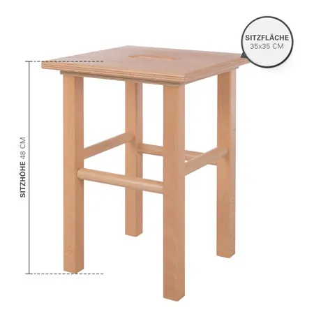 Holzhocker aus Hartholz, LxB 35x35 cm