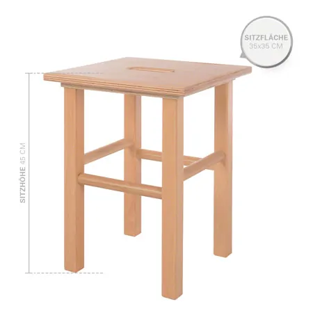 Holzhocker aus Hartholz, LxB 35x35 cm