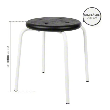 Mehrzweckhocker Standard mit PU-Sitzflche,  35 cm, Gestellfarbe wei