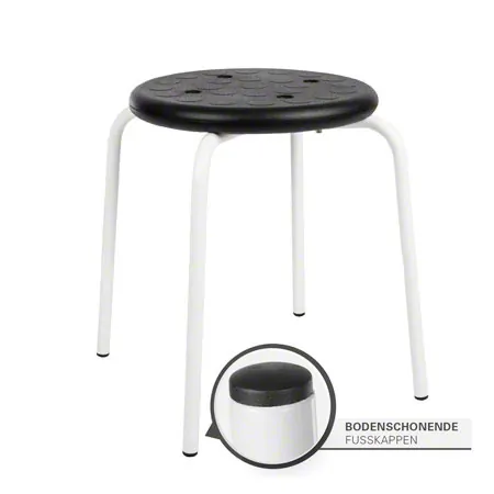 Mehrzweckhocker Standard mit PU-Sitzflche,  35 cm, Gestellfarbe wei