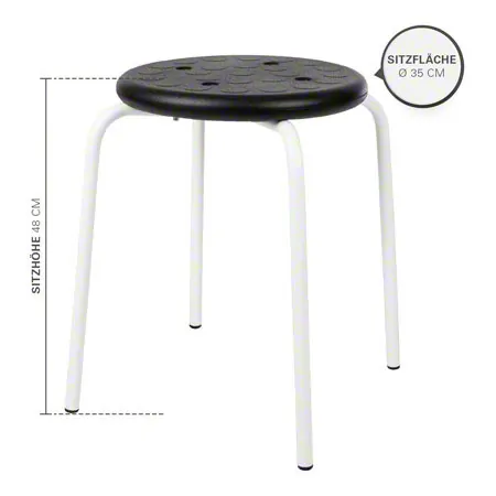 Mehrzweckhocker Standard mit PU-Sitzflche,  35 cm, Gestellfarbe wei