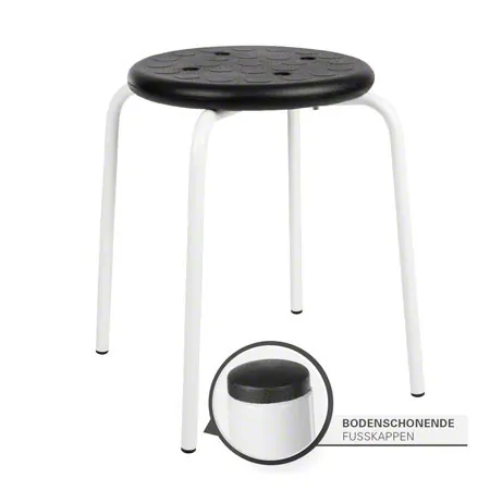 Mehrzweckhocker Standard mit PU-Sitzflche,  35 cm, Gestellfarbe wei