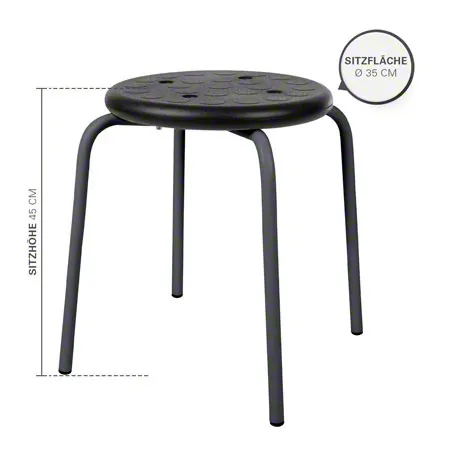 Mehrzweckhocker Standard mit PU-Sitzflche,  35 cm, Gestellfarbe anthrazit