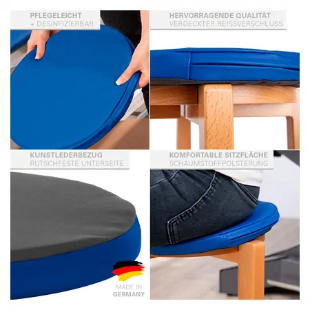 Gymnastikhocker-Set aus Holz inkl. Sitzkissen aus Kunstleder, Set 2-tlg.