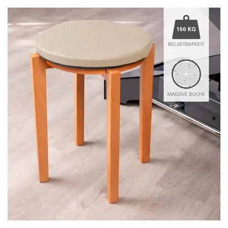 Gymnastikhocker-Set aus Holz inkl. Sitzkissen aus Kunstleder, Set 2-tlg.