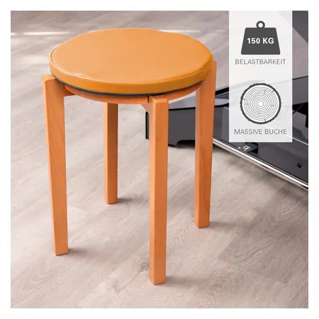 Gymnastikhocker-Set aus Holz inkl. Sitzkissen aus Kunstleder, Set 2-tlg.