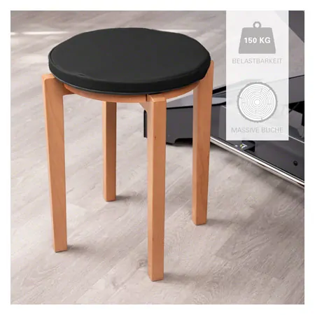 Gymnastikhocker-Set aus Holz inkl. Sitzkissen aus Kunstleder, Set 2-tlg.