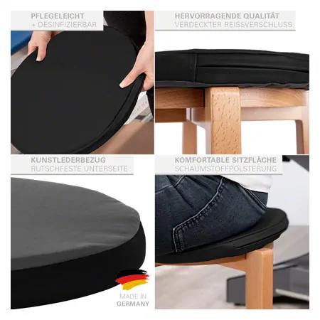 Gymnastikhocker-Set aus Holz inkl. Sitzkissen aus Kunstleder, Set 2-tlg.