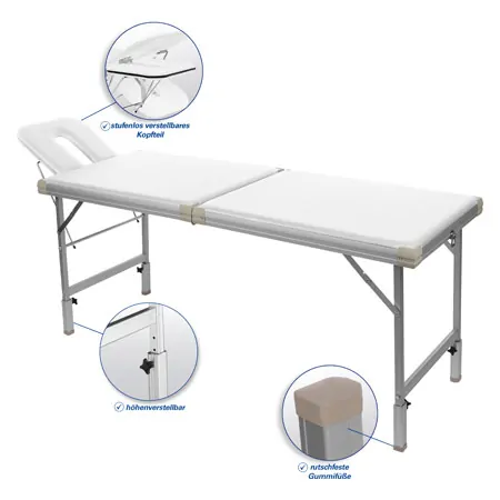 Alu-Kofferliege Robusta ST, inkl. Kopfteil , LxBxH 170/210x56x70-82 cm