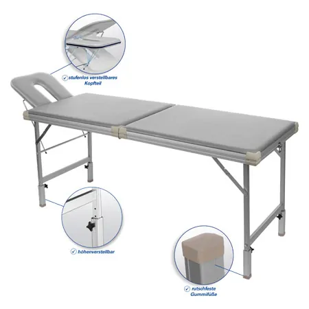 Alu-Kofferliege Robusta ST, inkl. Kopfteil , LxBxH 170/210x56x70-82 cm