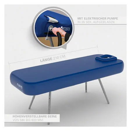 NUBIS Aufblasbare Massageliege Pro XL 2.0, L x B x H 210 x 75 x 58-80 cm