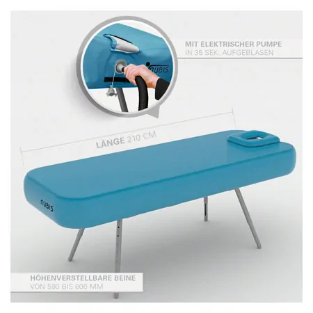 NUBIS Aufblasbare Massageliege Pro XL 2.0, L x B x H 210 x 75 x 58-80 cm