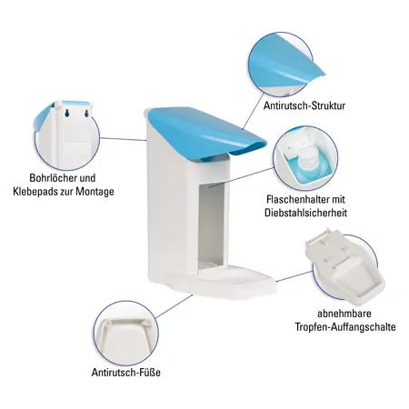 Desifektionsmittelspender Set, Safety Plus inkl. Pumpe +1 L Sterillium, 3-tlg.