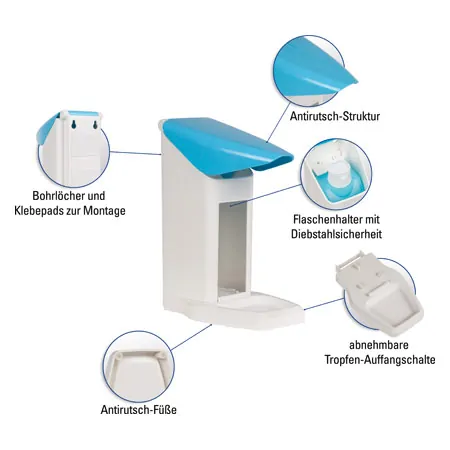 Desinfektionsmittelspender Eurospender Safety plus, inkl. Pumpe, fr 1L Flasche