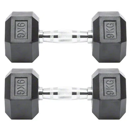Hex Kompakthantel aus Gummi, 9 kg, Stck