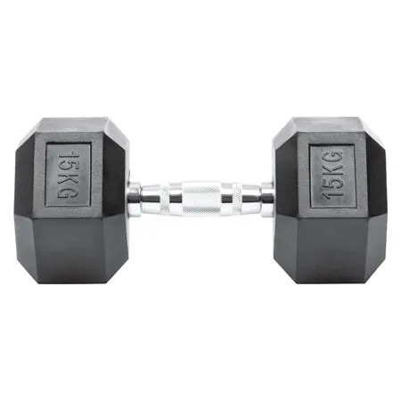 Hex Kompakthantel aus Gummi, 15 kg, Stck