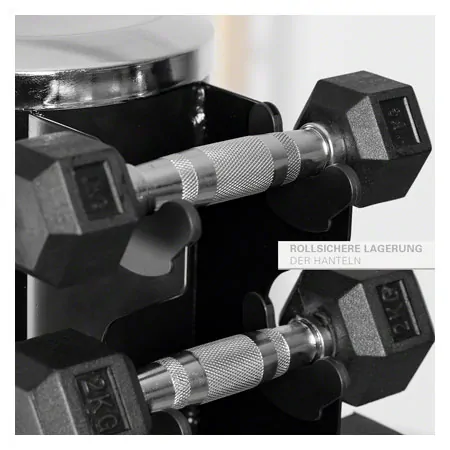 Kurzhantel-Turm-Set mit 10 Paar Hex Hanteln, 1-10 kg, LxBxH 51x51x123 cm