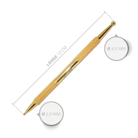 Akupressurstift vergoldet, 13 cm,  2,5 / 4,5 mm