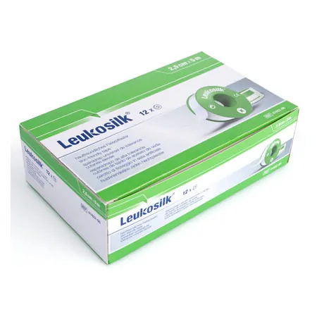 Leukosilk mit Schutzring, 5 m x 2,5 cm, 12 Stck