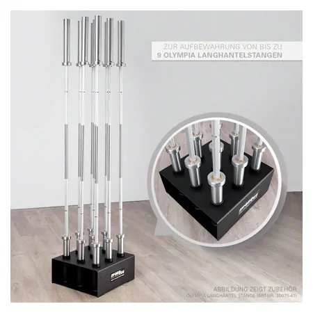 Bodenstnder fr 9 Olympia Langhantelstangen, LxBxH 46x46x22 cm