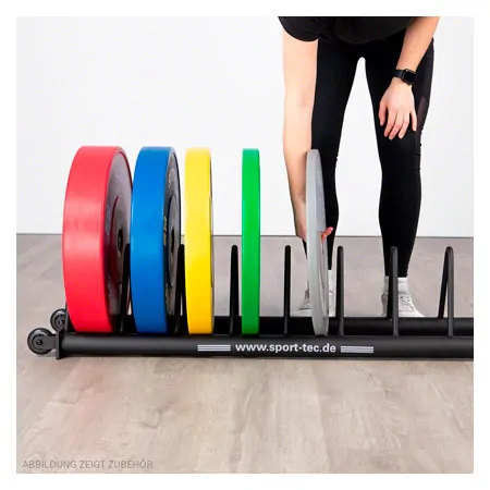 Hantelscheibenablage Bumper Plate Rack, fahrbar, LxBxH 140x28x26,8 cm