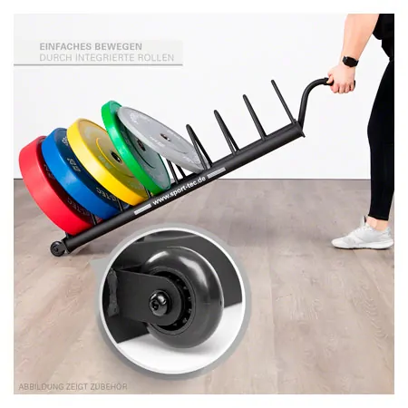 Hantelscheibenablage Bumper Plate Rack, fahrbar, LxBxH 140x28x26,8 cm