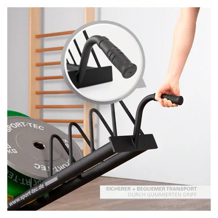 Hantelscheibenablage Bumper Plate Rack, fahrbar, LxBxH 140x28x26,8 cm