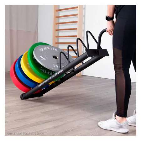 Hantelscheibenablage Bumper Plate Rack, fahrbar, LxBxH 140x28x26,8 cm