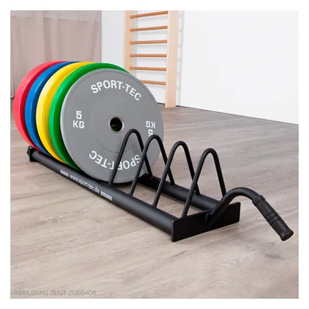 Hantelscheibenablage Bumper Plate Rack, fahrbar, LxBxH 140x28x26,8 cm