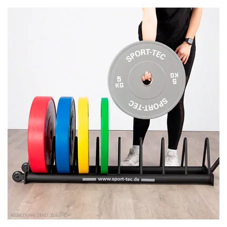 Hantelscheibenablage Bumper Plate Rack, fahrbar, LxBxH 140x28x26,8 cm