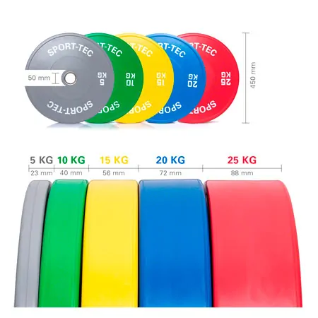Hantelscheibe Olympia Bumper Plate, 50 mm, 20 kg,
