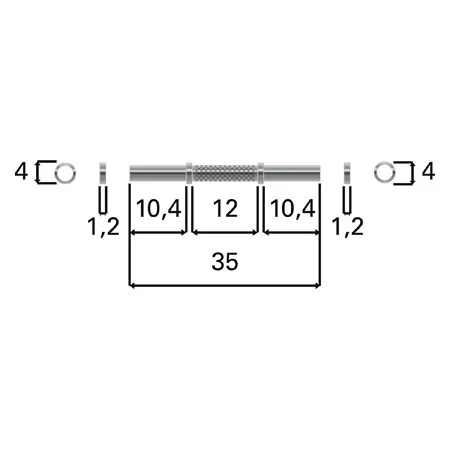 Kurzhantelstange Standard,  3 cm x 35 cm, 2,5 kg