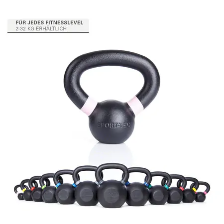 Sport-Tec Kettlebell Powdercoated, 2 kg, schwarz/rosa