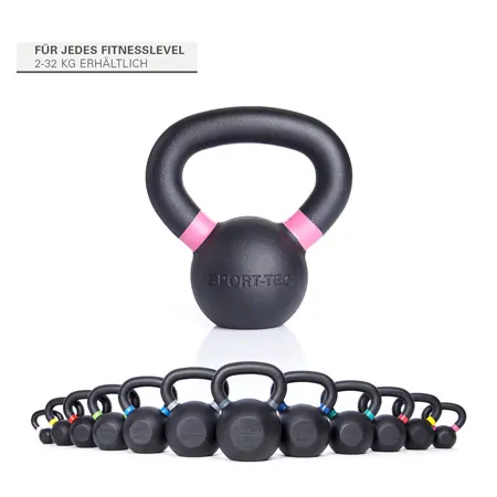 Sport-Tec Kettlebell, 4 kg, schwarz/pink